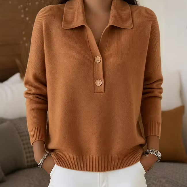 Ladina™ | Elegant damestriktrøje med krave