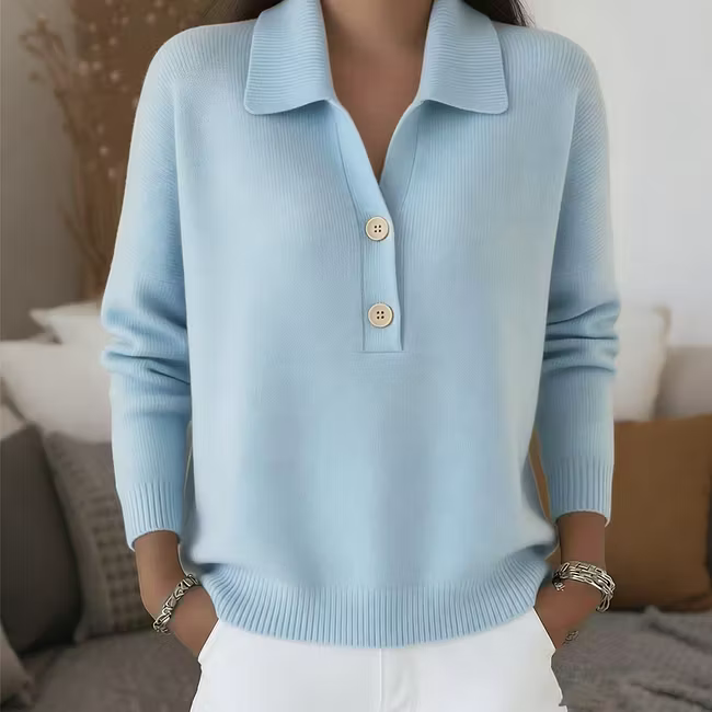 Ladina™ | Elegant damestriktrøje med krave