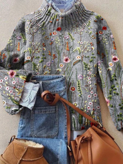 Maurine | Vintage striksweater med blomsterprint
