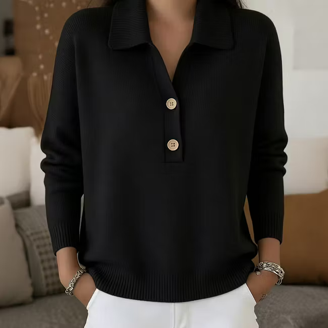 Ladina™ | Elegant damestriktrøje med krave