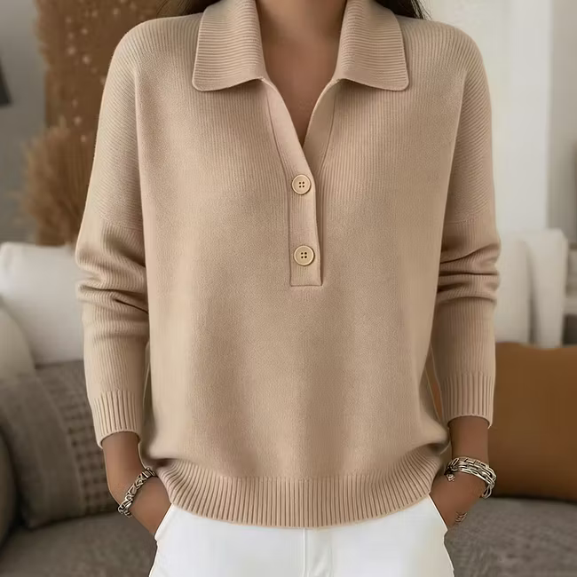 Ladina™ | Elegant damestriktrøje med krave