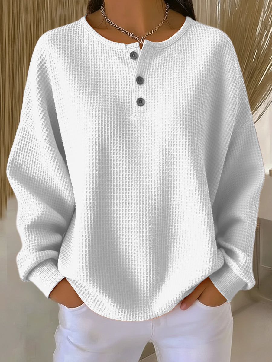 Mirabel™ | Hyggelig Henley-sweatshirt i vaffelstruktur