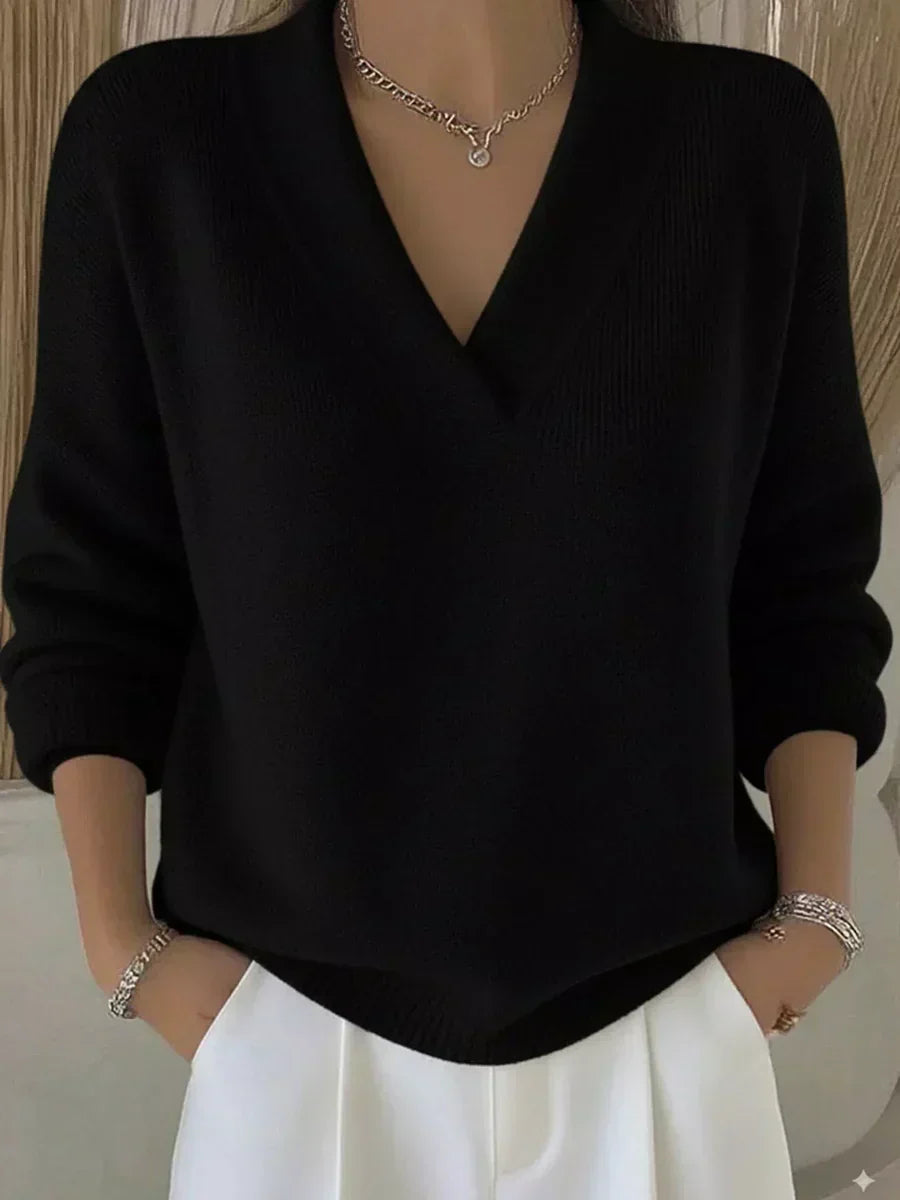 Vivelle™ | Løstsiddende pullover med V-udskæring