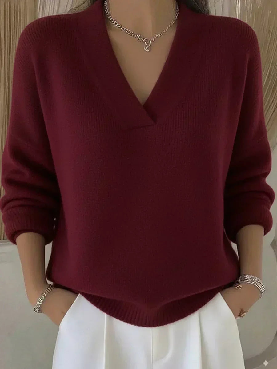 Vivelle™ | Løstsiddende pullover med V-udskæring