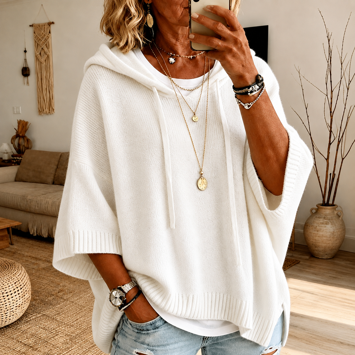 Chloe | Ponchosweater med hætte og løs pasform