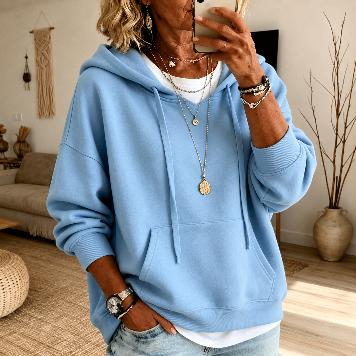 Evelyn | Oversize hættetrøje med kængurulomme
