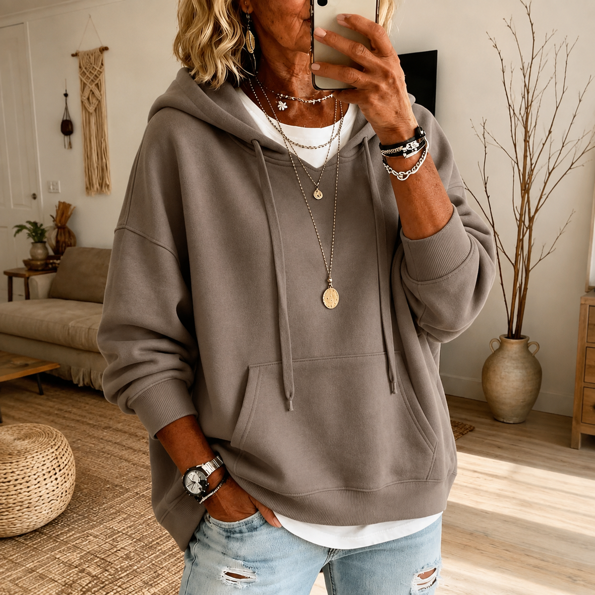 Hannah | Oversize sweater med hætte