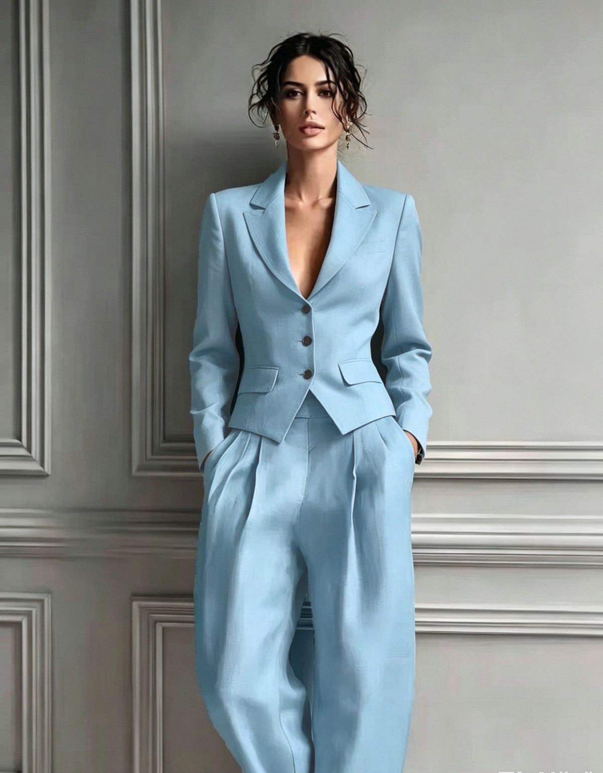 Ladina | Afslappet buksesæt med blazer – blødt fald og elegant look til afslappede kontordage
